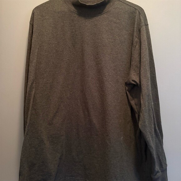 Lands’ End Other - Lands' End Super-T Men's T-Shirt Size 2XL Dark Gray Heather Mock Neck Fisherman